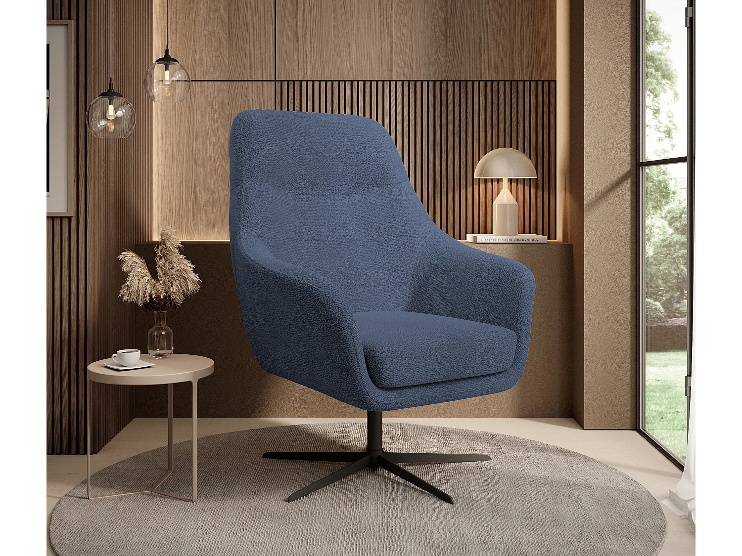 Relax Collection Draaistoel CUBO – comfortabel, draaiend, modern design, 76x97x76 cm, kleur: Donkerblauw