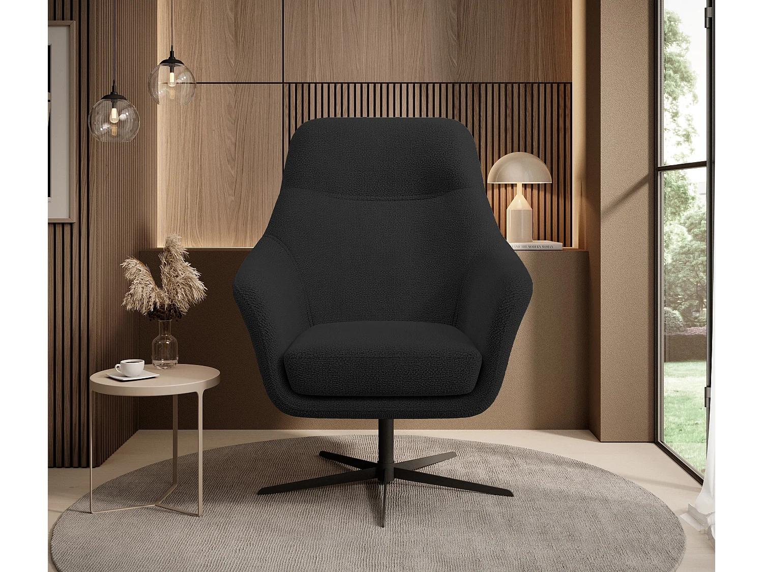 Relax Collection Draaistoel CUBO – comfortabel, draaiend, modern design, 76x97x76 cm, kleur: Zwart