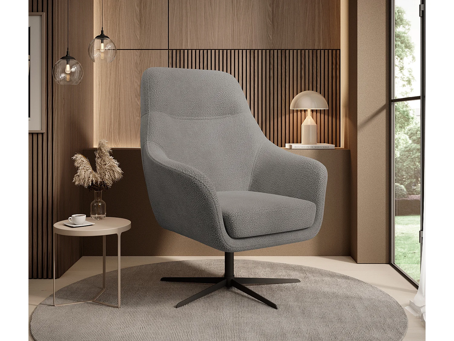 Relax Collection Draaistoel CUBO – comfortabel, draaiend, modern design, 76x97x76 cm, kleur: Grijs