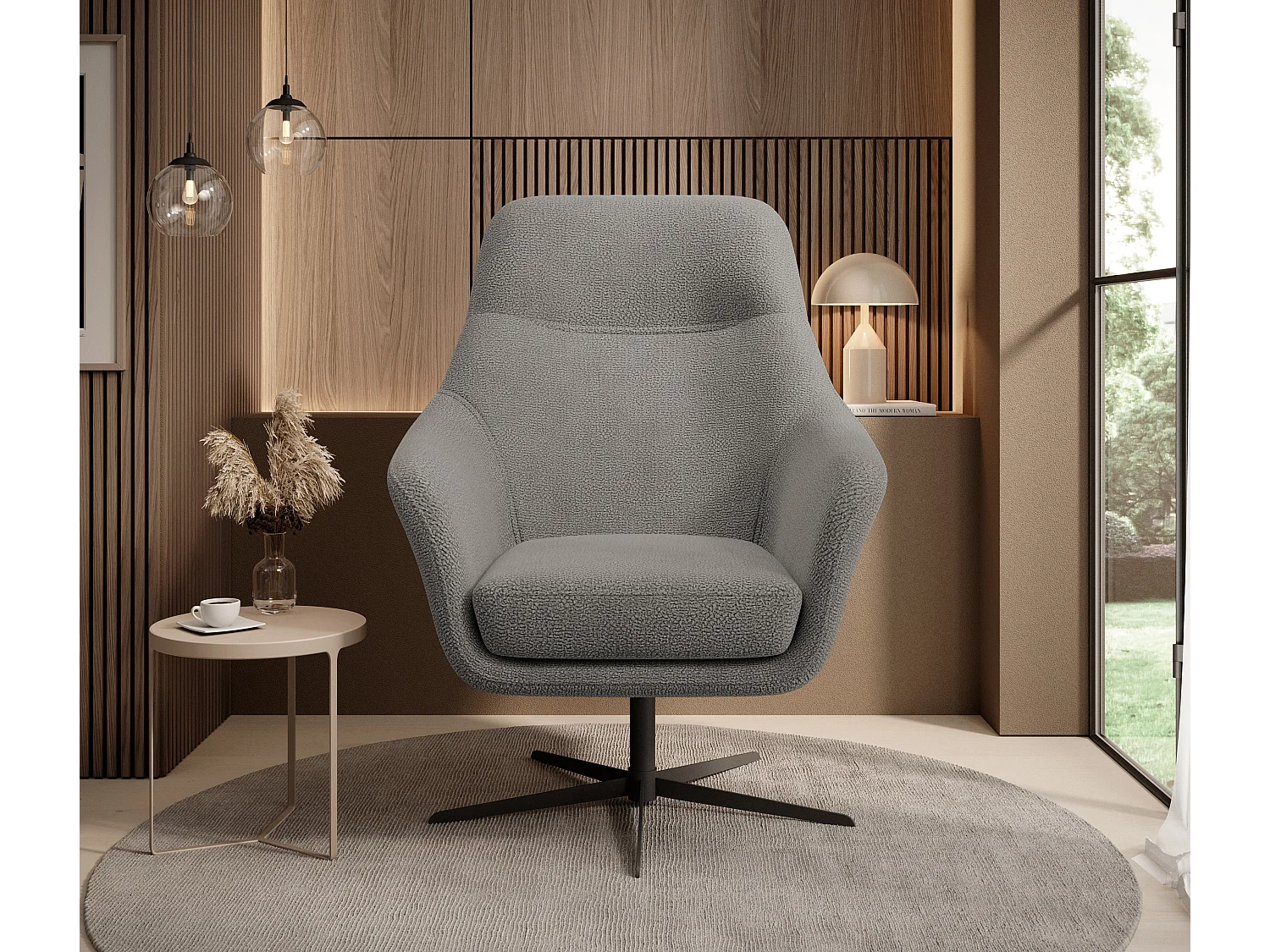 Relax Collection Fauteuil pivotant CUBO – Confortable, pivotant, design moderne, 76x97x76 cm, couleur : Gris