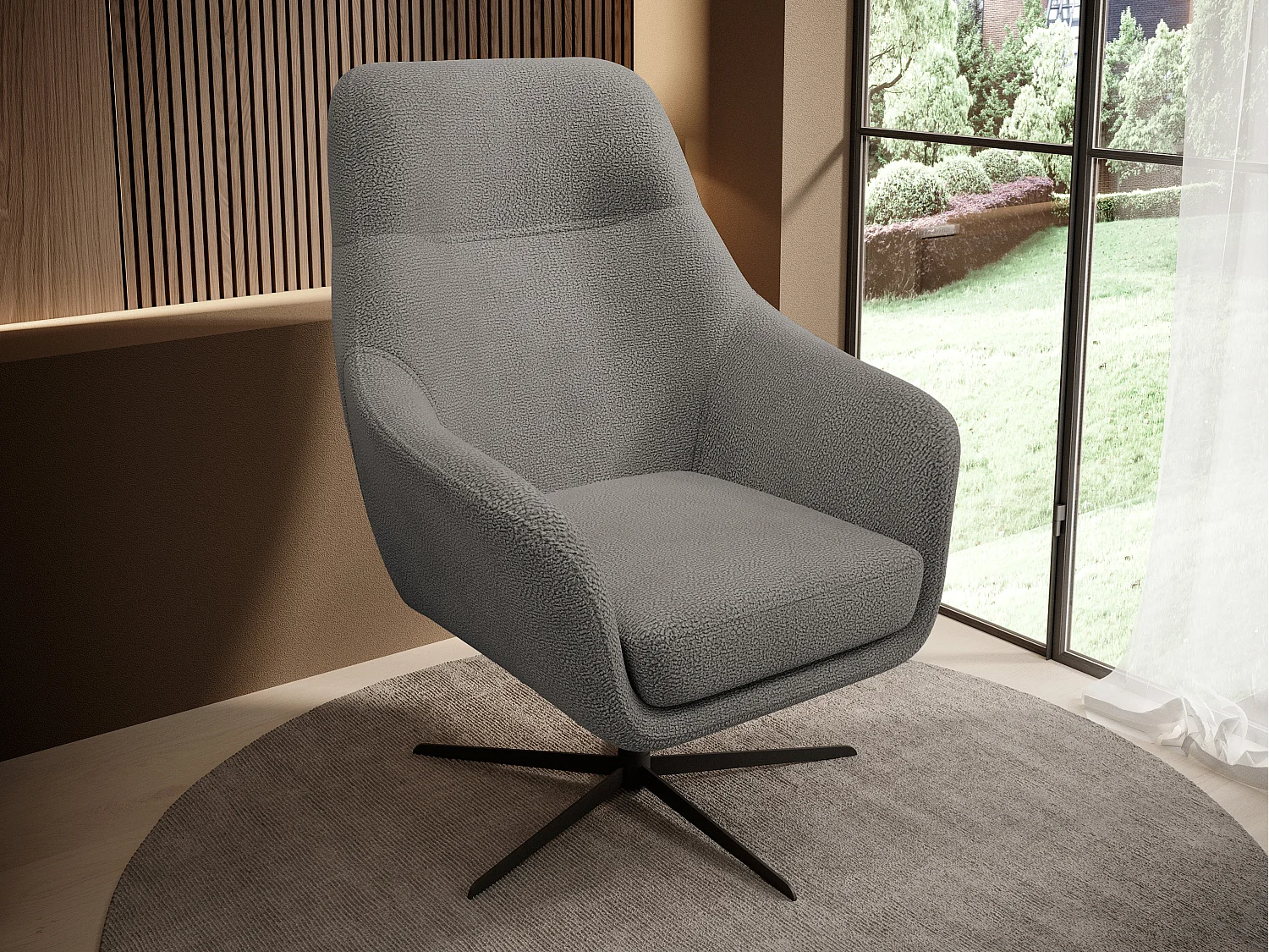 Relax Collection Fauteuil pivotant CUBO – Confortable, pivotant, design moderne, 76x97x76 cm, couleur : Gris