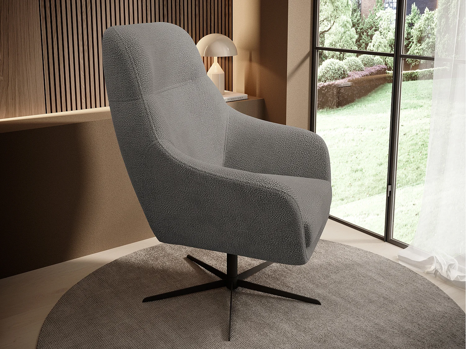 Relax Collection Fauteuil pivotant CUBO – Confortable, pivotant, design moderne, 76x97x76 cm, couleur : Gris