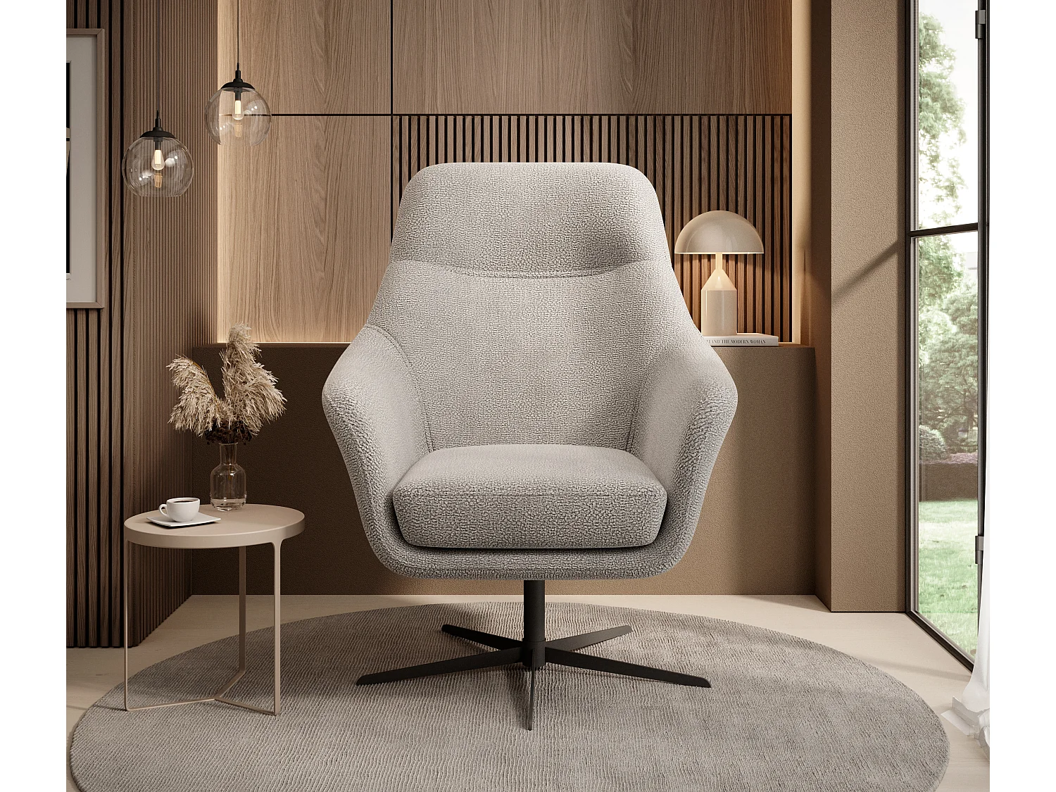 Relax Collection Draaistoel CUBO – comfortabel, draaiend, modern design, 76x97x76 cm, kleur: Lichtgrijs