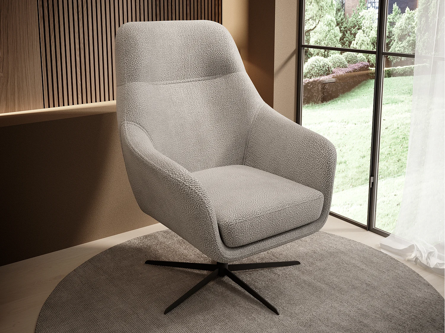 Relax Collection Draaistoel CUBO – comfortabel, draaiend, modern design, 76x97x76 cm, kleur: Lichtgrijs