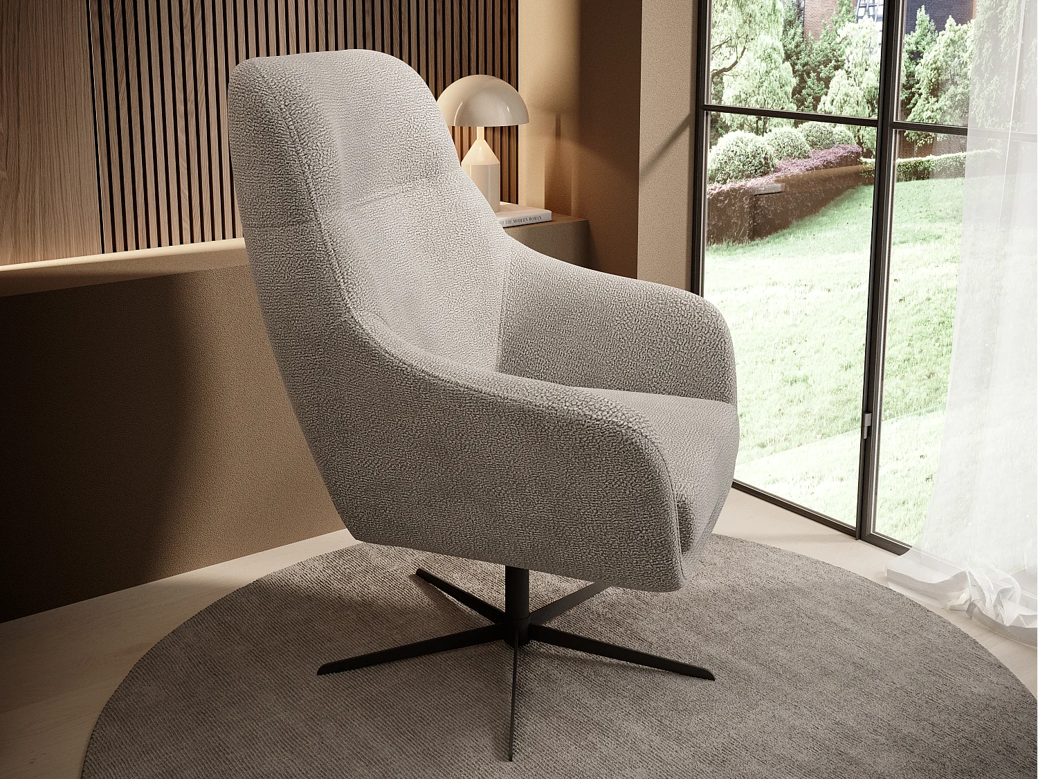 Relax Collection Fauteuil pivotant CUBO – Confortable, pivotant, design moderne, 76x97x76 cm, couleur : Gris clair