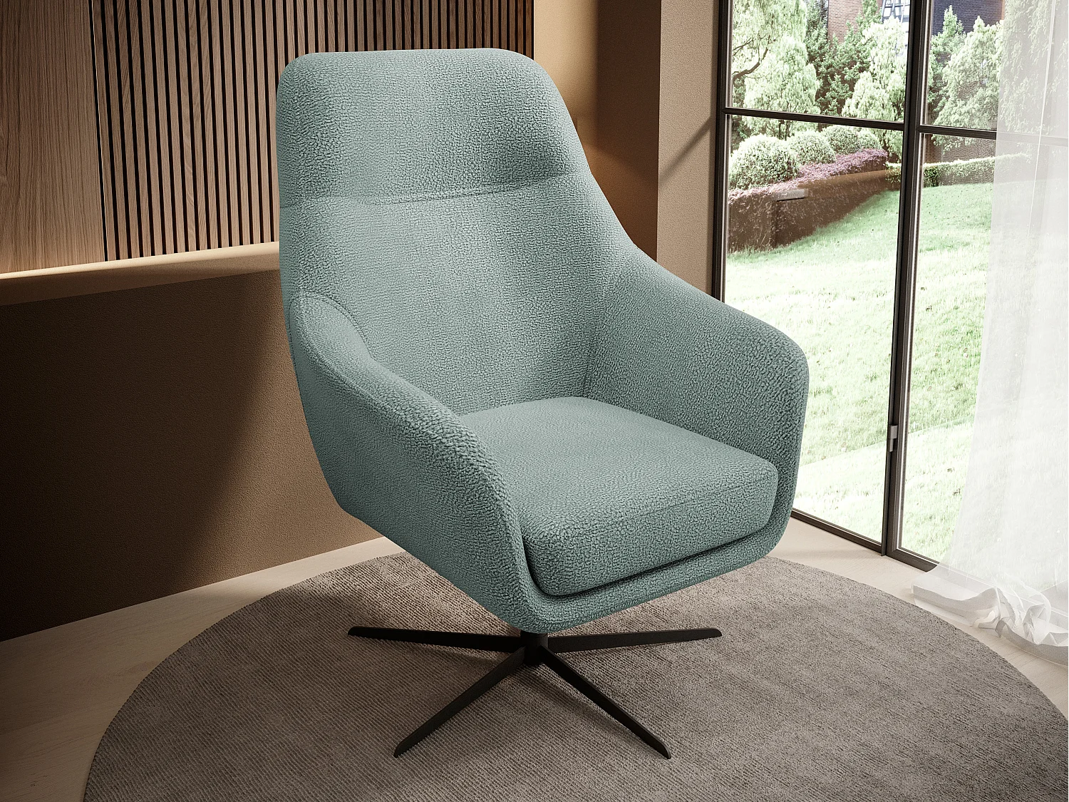 Relax Collection Fauteuil pivotant CUBO – Confortable, pivotant, design moderne, 76x97x76 cm, couleur : Menthe