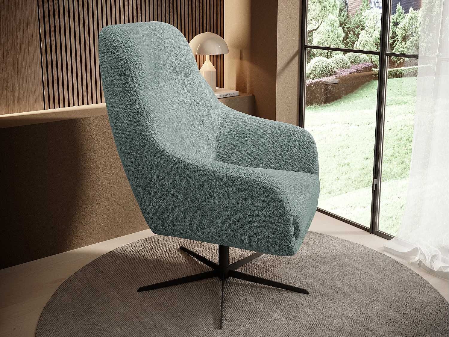 Relax Collection Fauteuil pivotant CUBO – Confortable, pivotant, design moderne, 76x97x76 cm, couleur : Menthe
