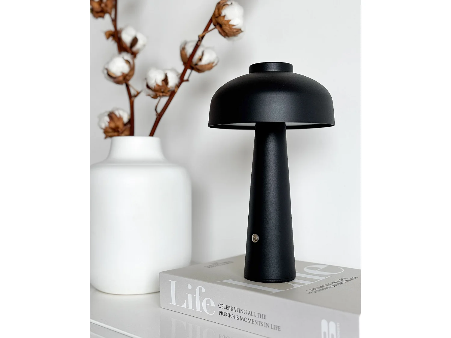 Lampe de table LED sans fil AGUSAN Avec variateur Métal Noir