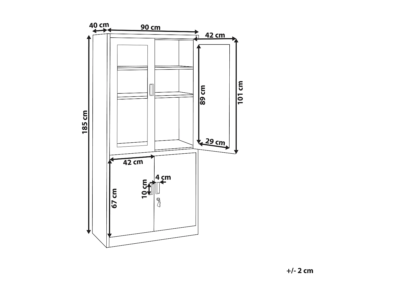 Vitrine en verre MALACHITE Métal 90 cm Blanc