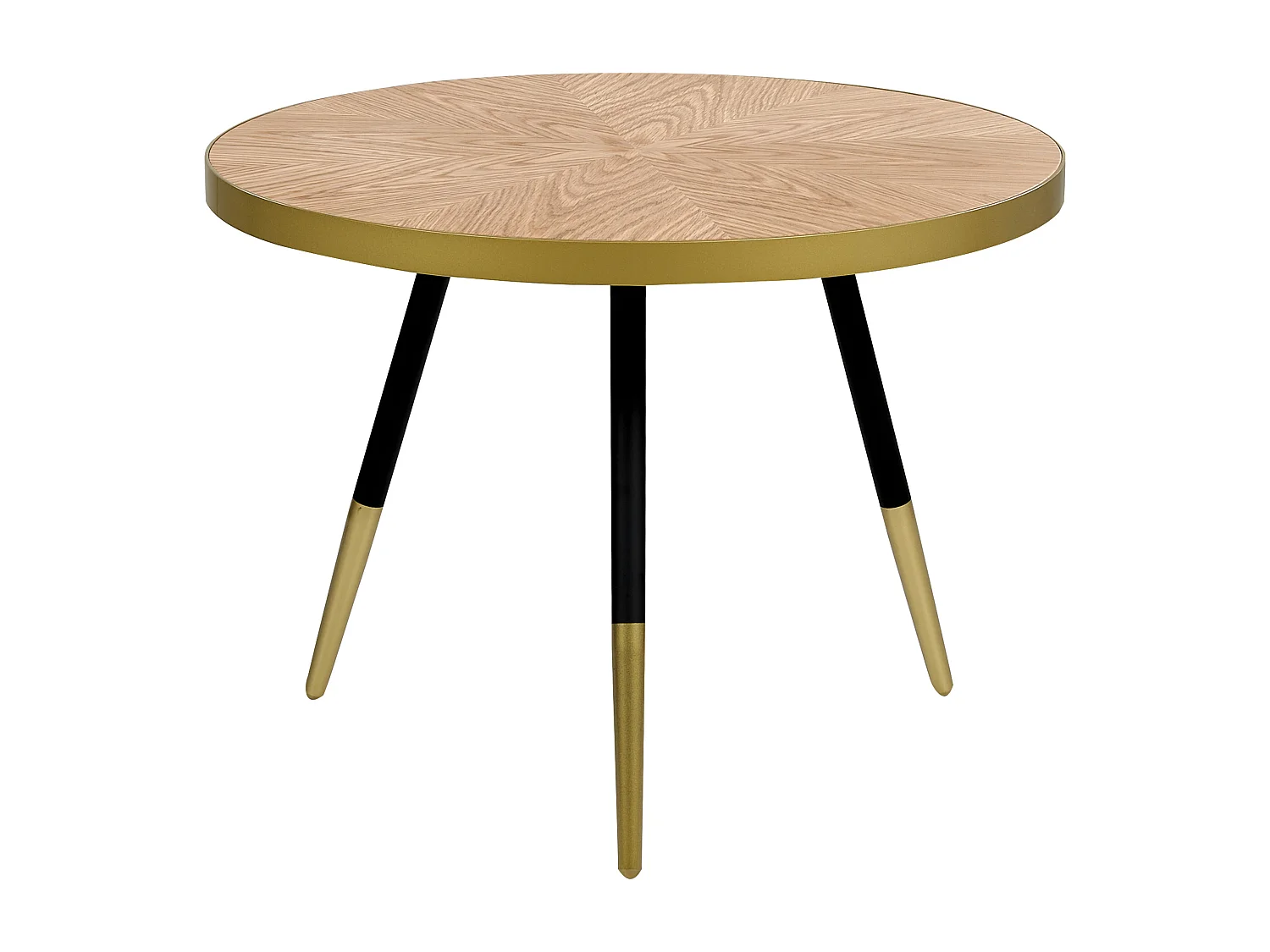 Couchtisch Holzoptik heller Holzfarbton / gold rund ⌀ 61 cm Ramona