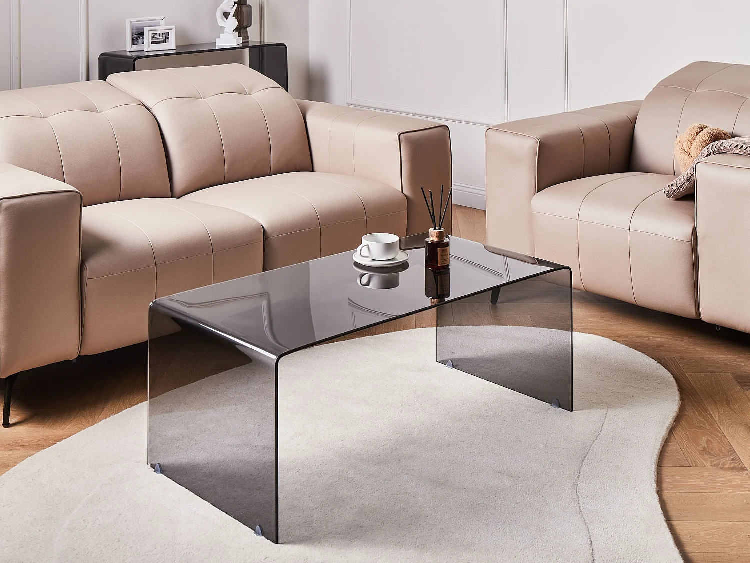 Table basse KENDALL Verre de sécurité Noir