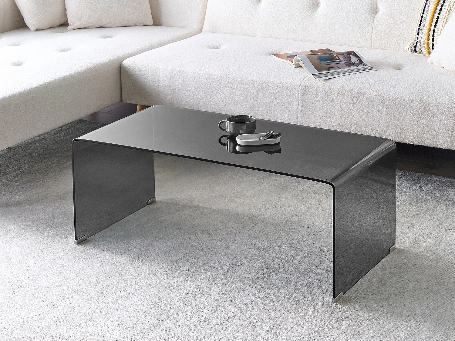 Table basse KENDALL Verre de sécurité Noir