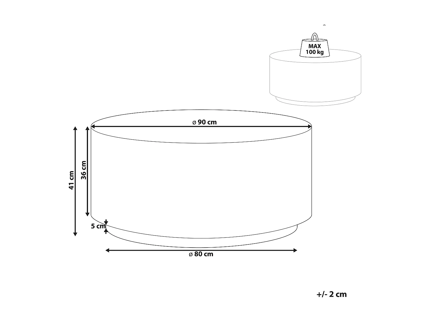 Table basse TREZZO 90 cm 90 cm Effet terrasse Terrazzo rouge