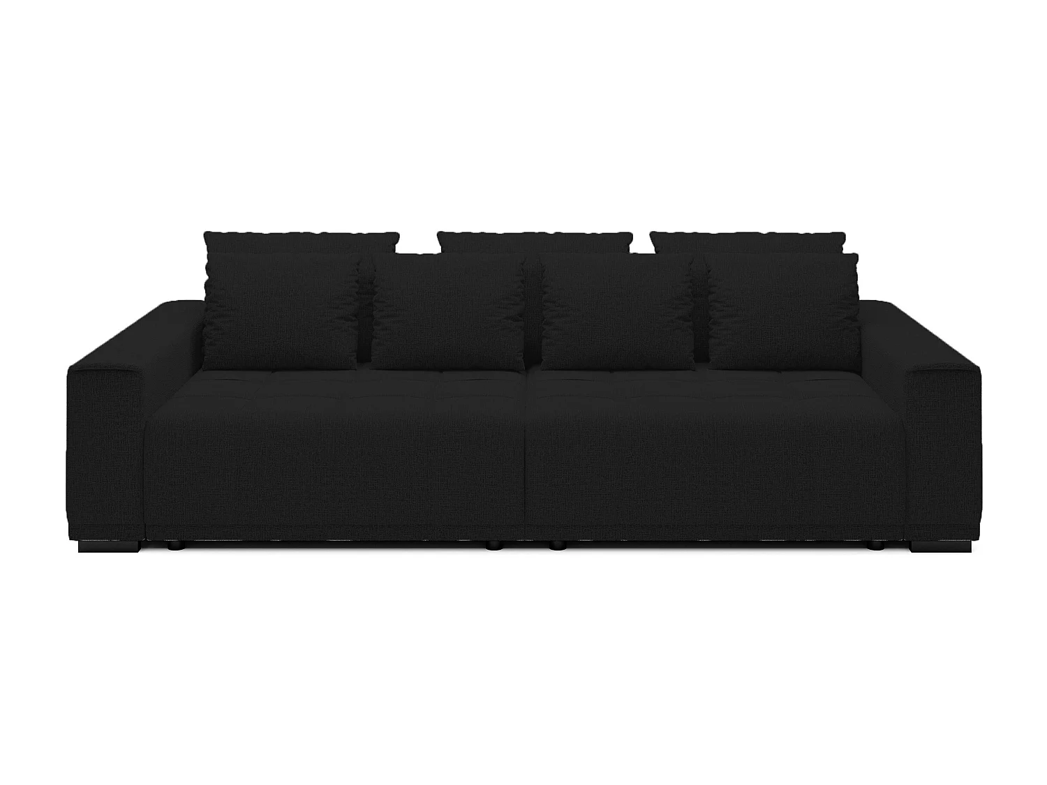 MOTTA Bigsofa – Grote slaapbank, slaapoppervlak 175x228 cm, 7 kussens, stof KANSAS, 2 opbergruimtes, 278x130x83 cm, kleur: zwart