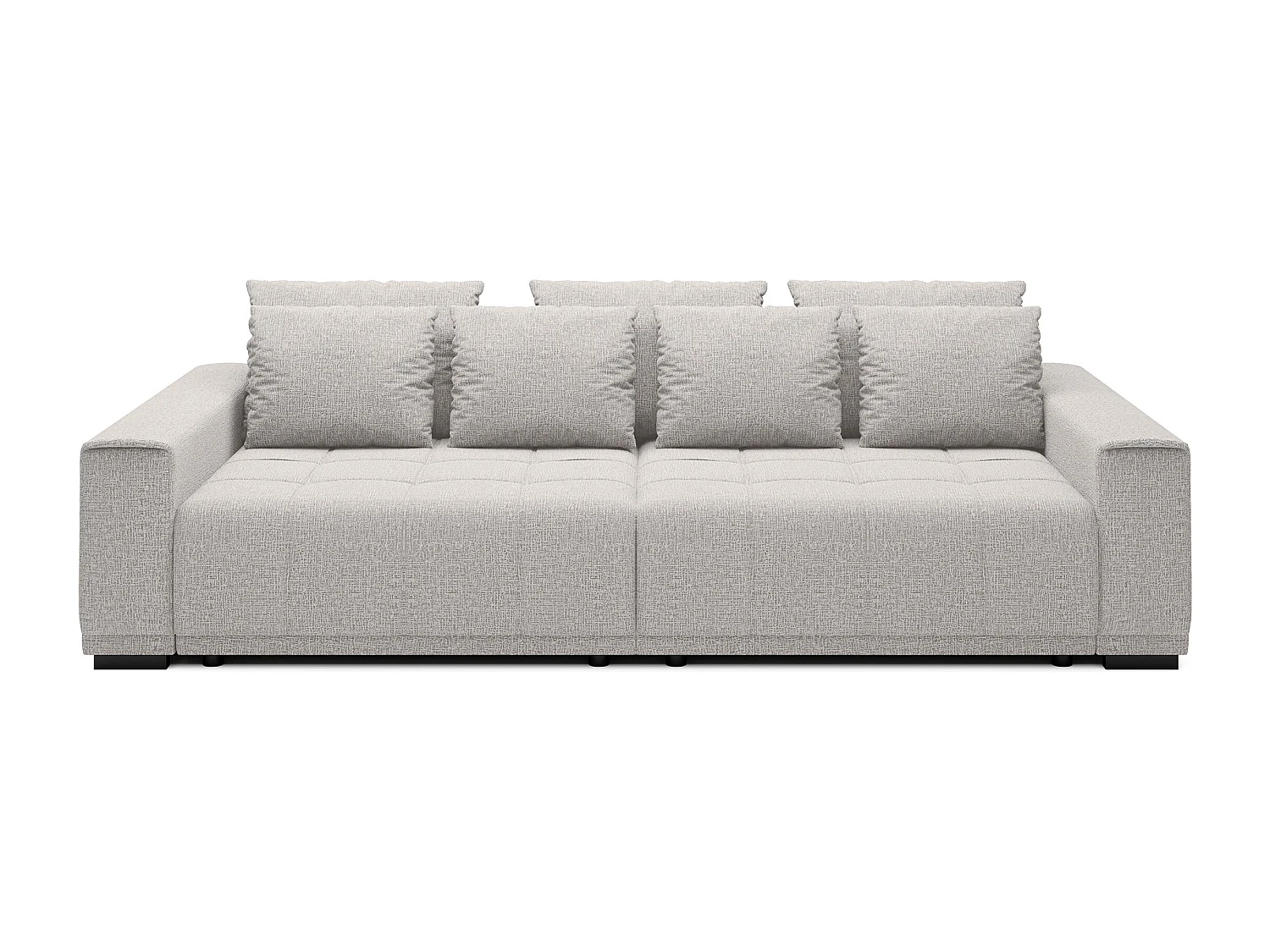 MOTTA Bigsofa – Grote slaapbank, slaapoppervlak 175x228 cm, 7 kussens, stof KANSAS, 2 opbergruimtes, 278x130x83 cm, kleur: lichtgrijs