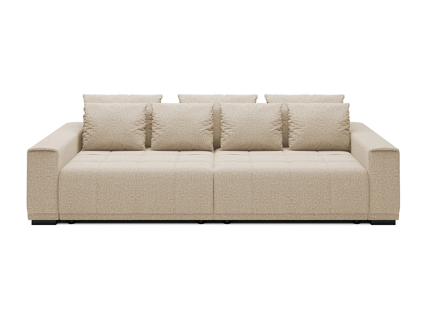 Canapé MOTTA Bigsofa – Grand canapé avec fonction de couchage, 175x228 cm, 7 coussins, tissu KANSAS, 2 compartiments, couleur : Beige