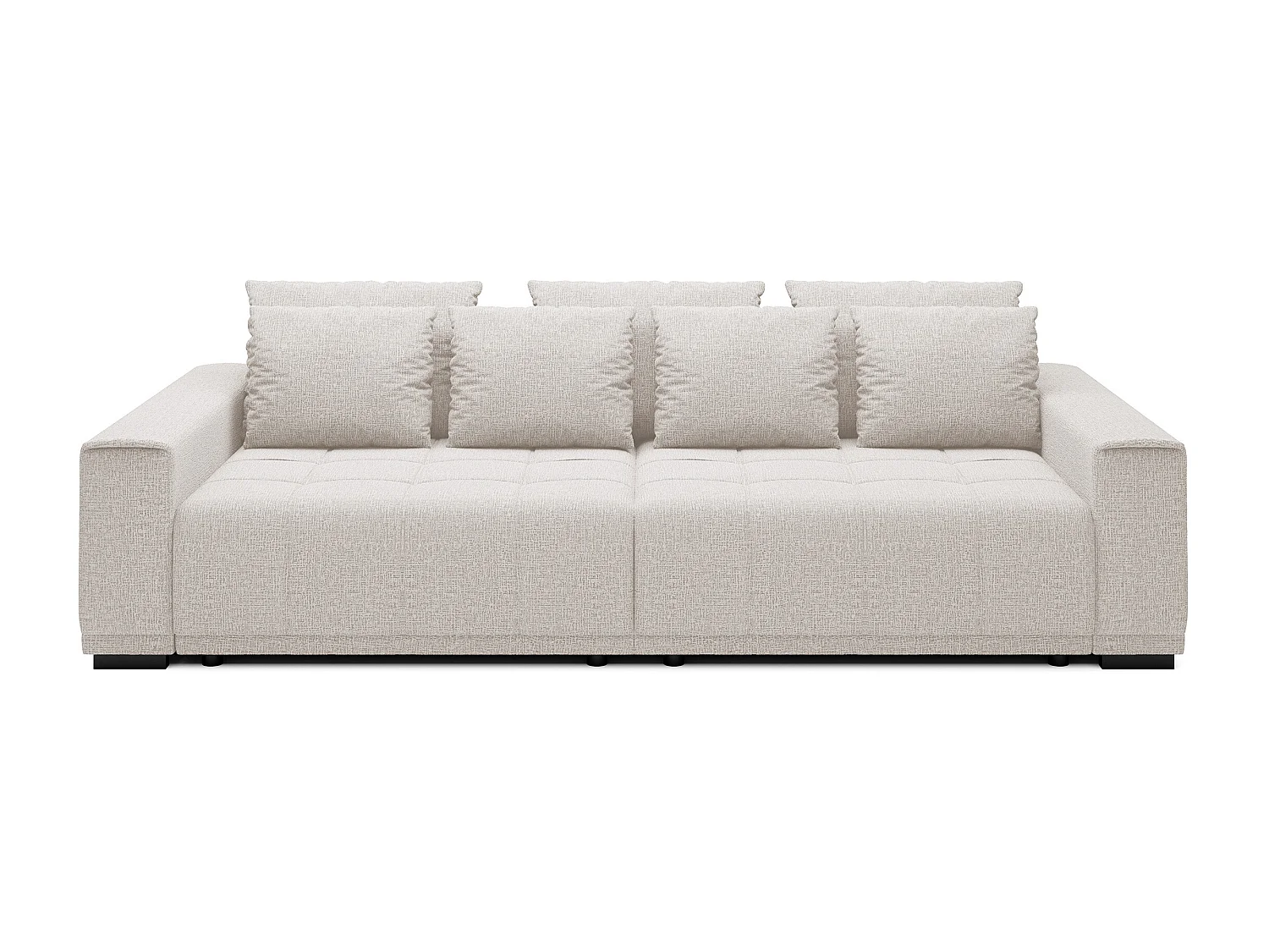 Canapé MOTTA Bigsofa – Grand canapé avec fonction de couchage, 175x228 cm, 7 coussins, tissu KANSAS, 2 compartiments, couleur : Blanc