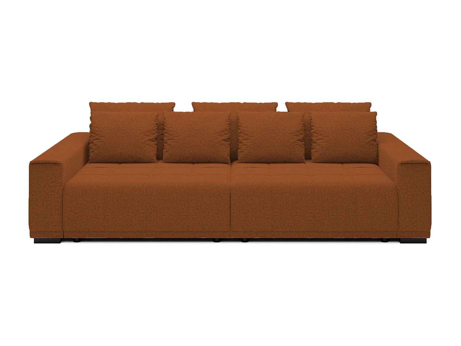 Canapé MOTTA Bigsofa – Grand canapé avec fonction de couchage, 175x228 cm, 7 coussins, tissu KANSAS, 2 compartiments, couleur : Marron clair