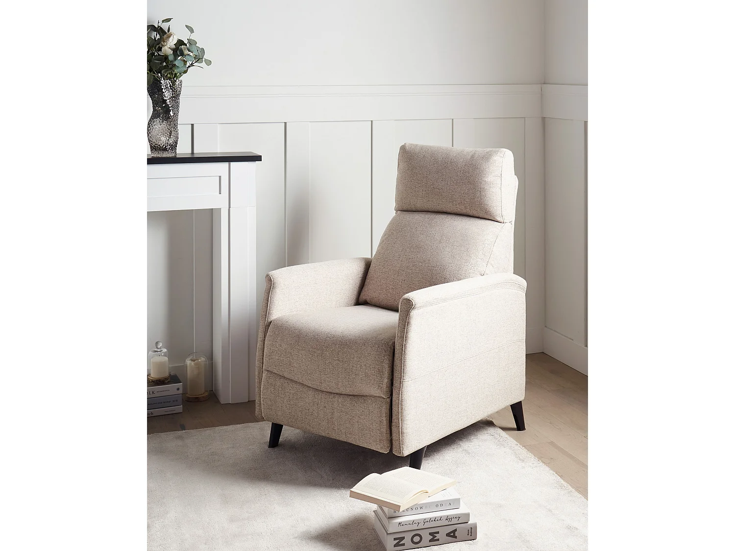 Fauteuil inclinable SELVIK Repose-pieds inclus Tissu Beige