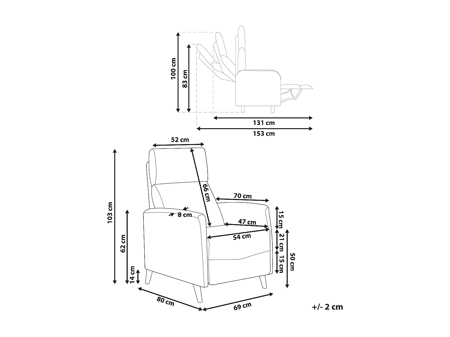 Fauteuil inclinable SELVIK Repose-pieds inclus Tissu Blanc cassé