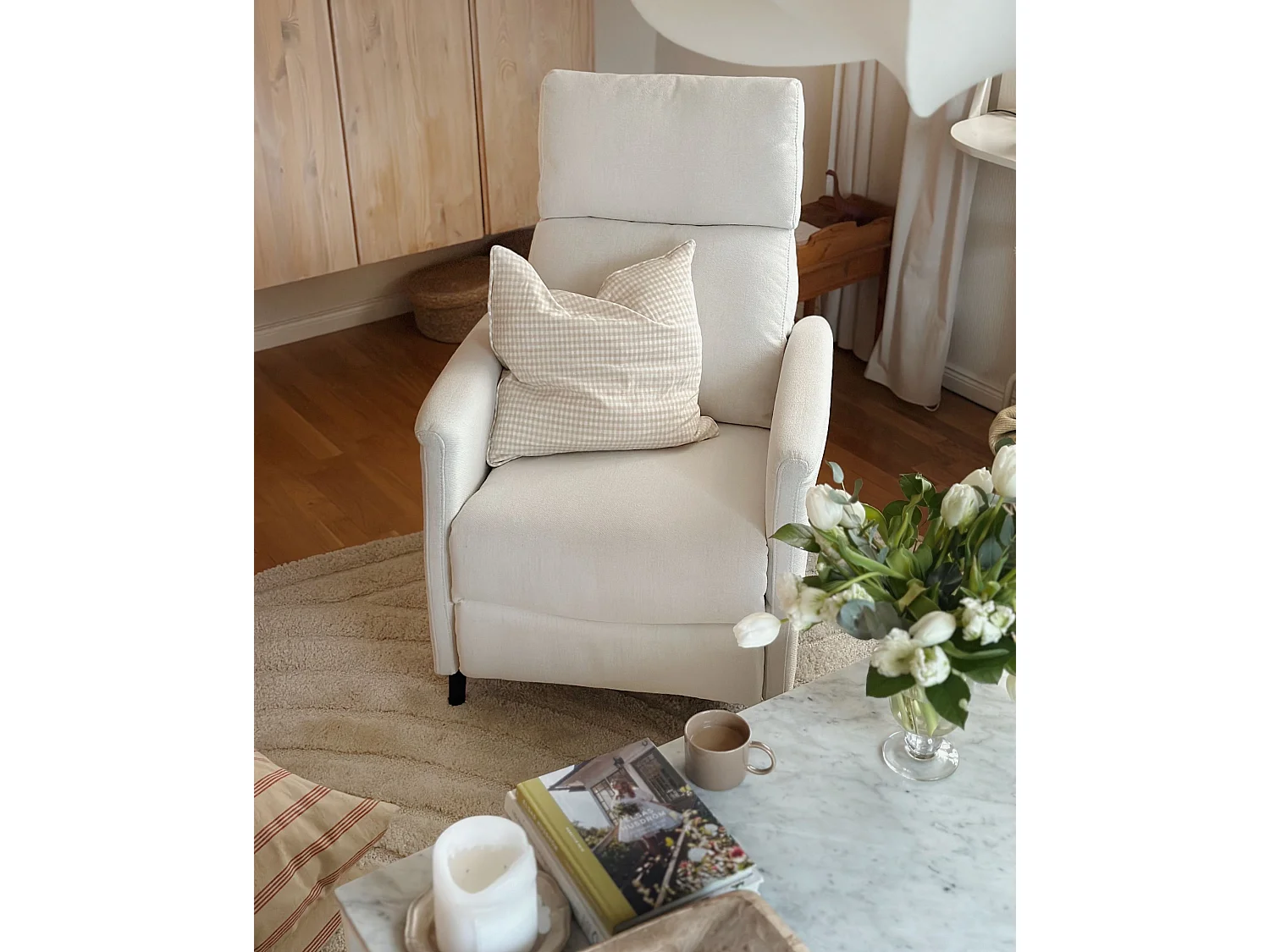 Fauteuil inclinable SELVIK Tissu Blanc cassé