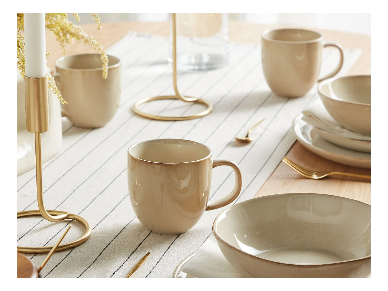 Becher 4er Set GINSENG Steinzeug Hellbeige