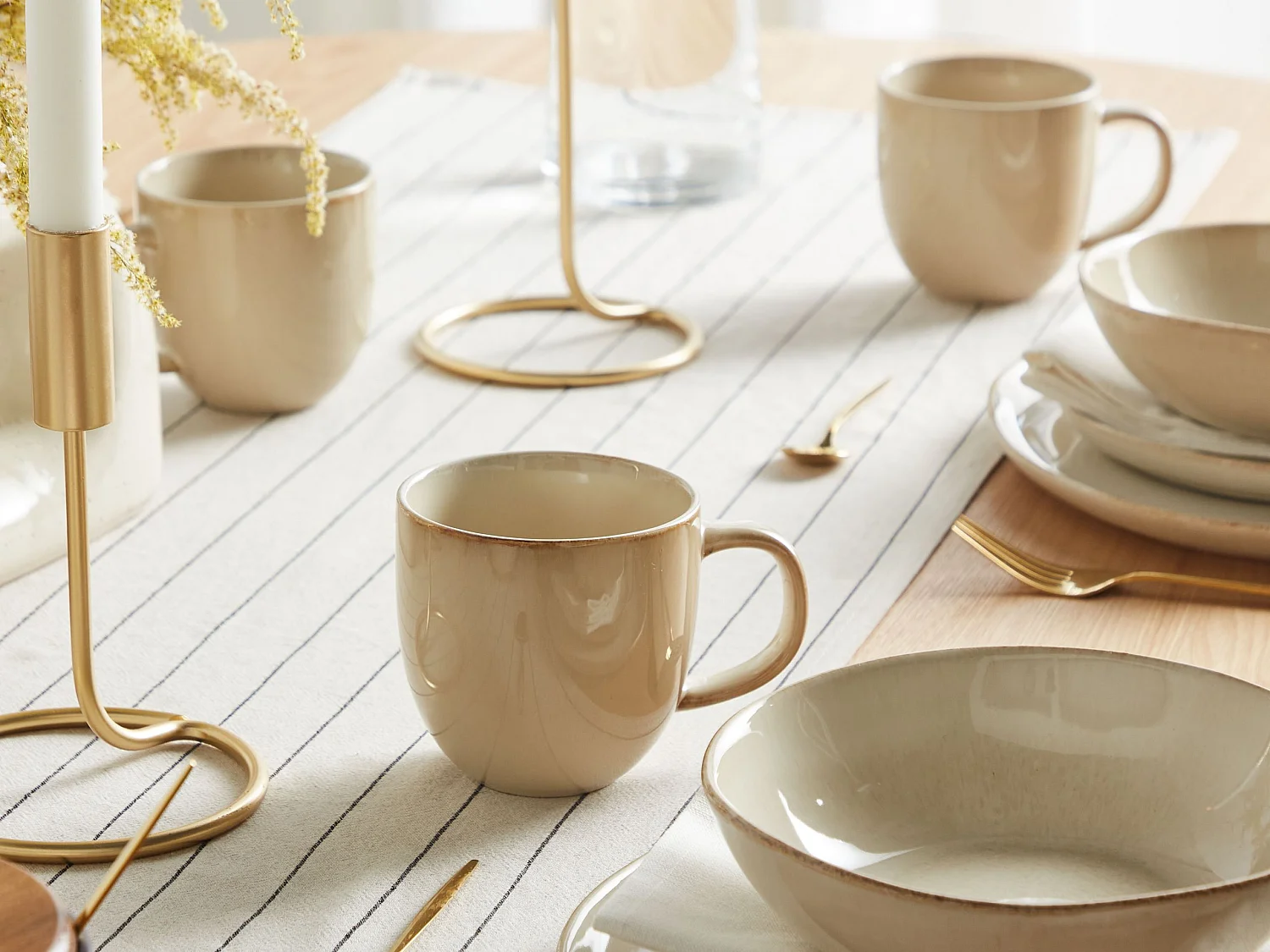 Set de 4 mugs GINSENG Grès Beige clair