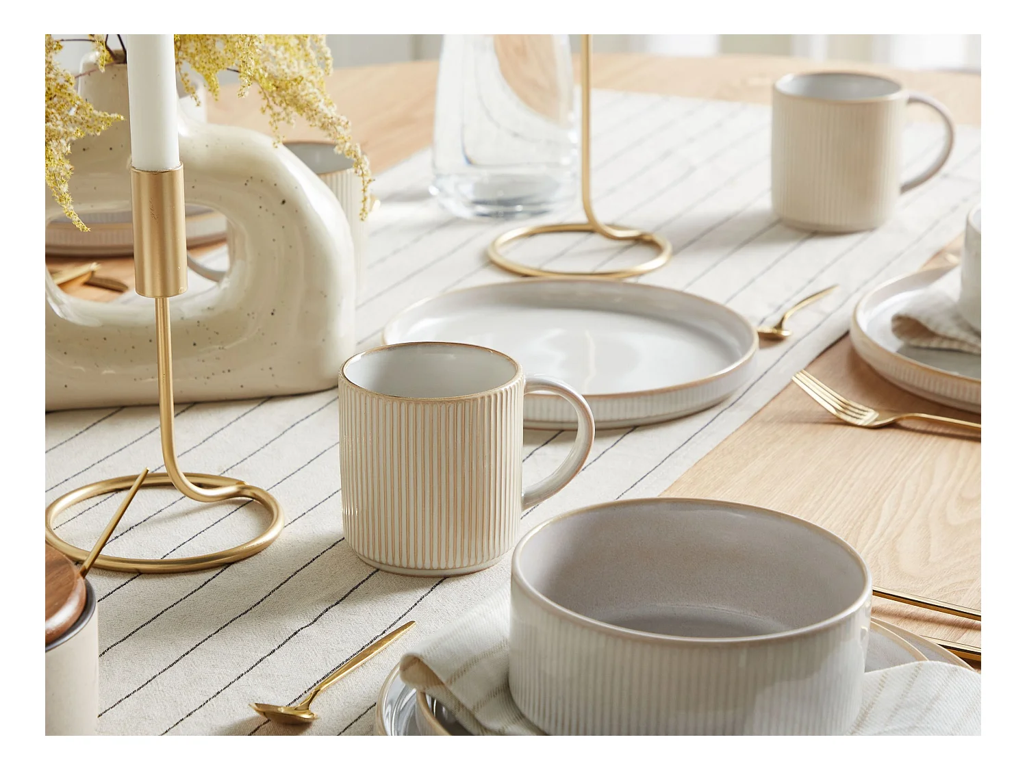 Becher 4er Set MUGWORT Steinzeug Hellbeige