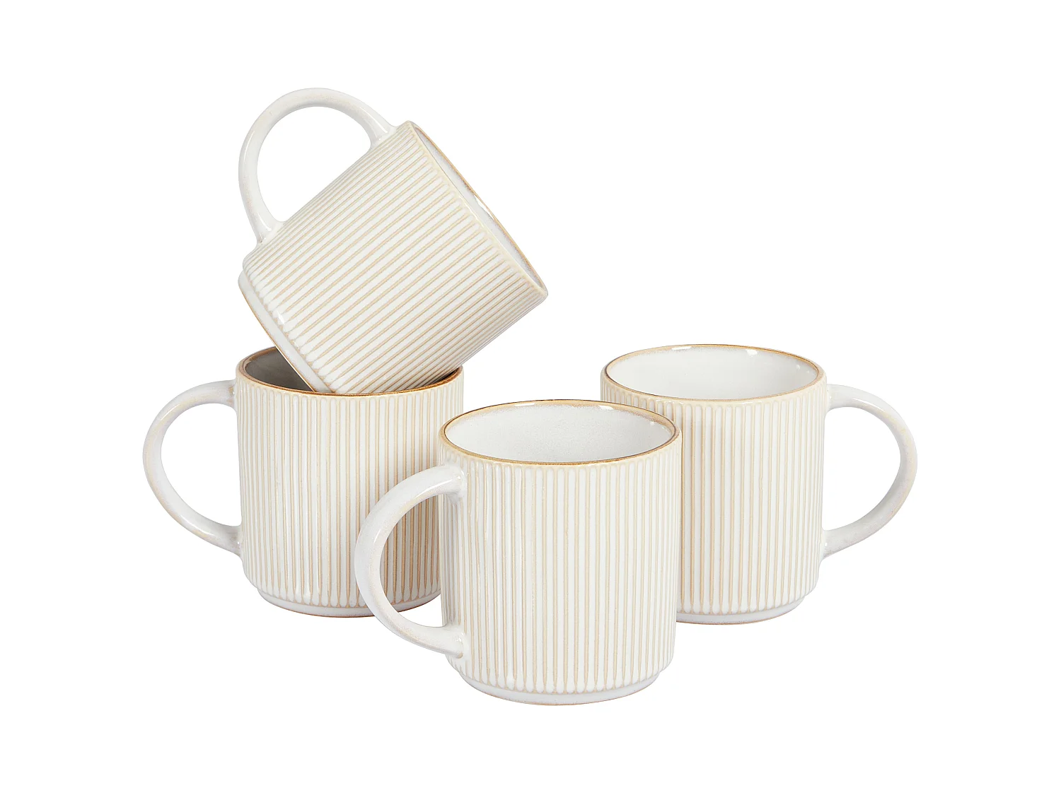 Set of 4 Mugs MUGWORT Stoneware Light Beige