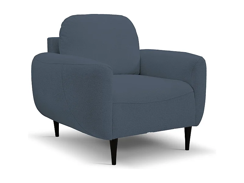 BOHO Sessel Moderner eleganter Polstersessel mit Holzfüßen, Rückenlehne und Armlehnen für Wohnzimmer und Büro, 90x91x102 cm BLAU