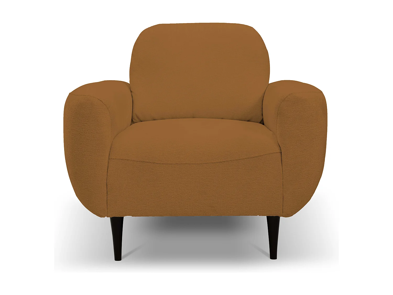 Fotel BOHO nowoczesny elegancki z drewnianymi nogami, z oparciem i podłokietnikami, do salonu i biura, rozmiar: 90x91x102cm MIEDŹ