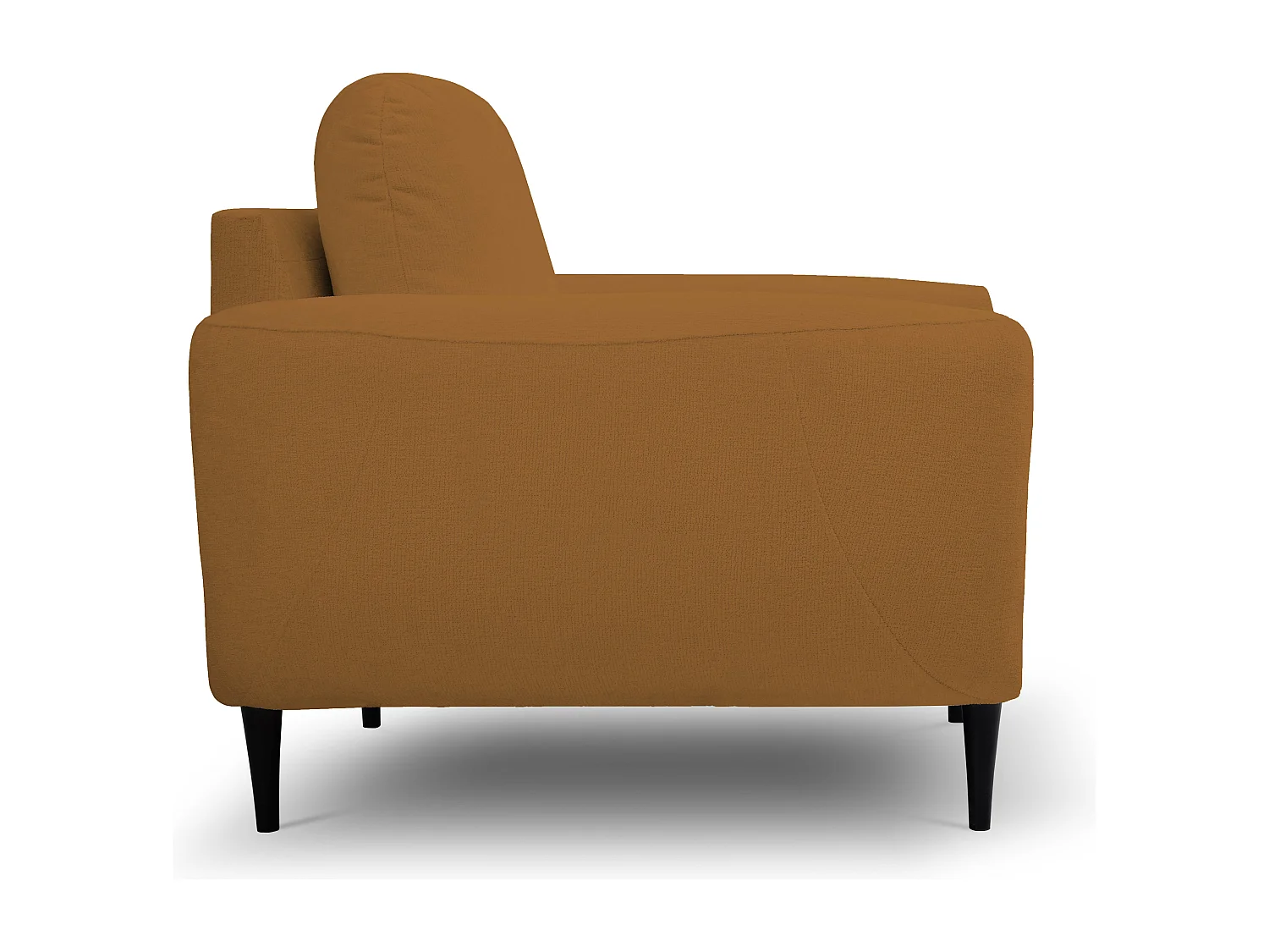 Fotel BOHO nowoczesny elegancki z drewnianymi nogami, z oparciem i podłokietnikami, do salonu i biura, rozmiar: 90x91x102cm MIEDŹ