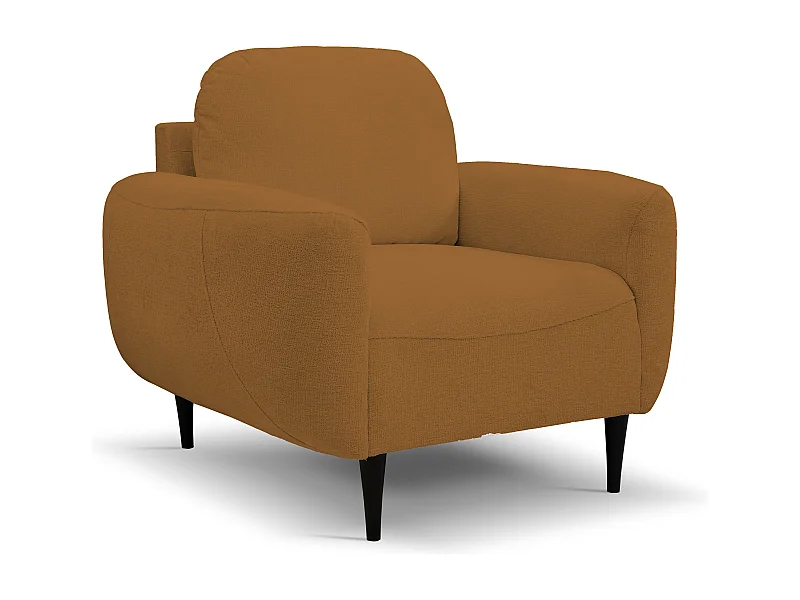 Fauteuil BOHO Moderne élégante chaise rembourrée avec pieds en bois, dossier et accoudoirs, 90x91x102 cm KUPFER