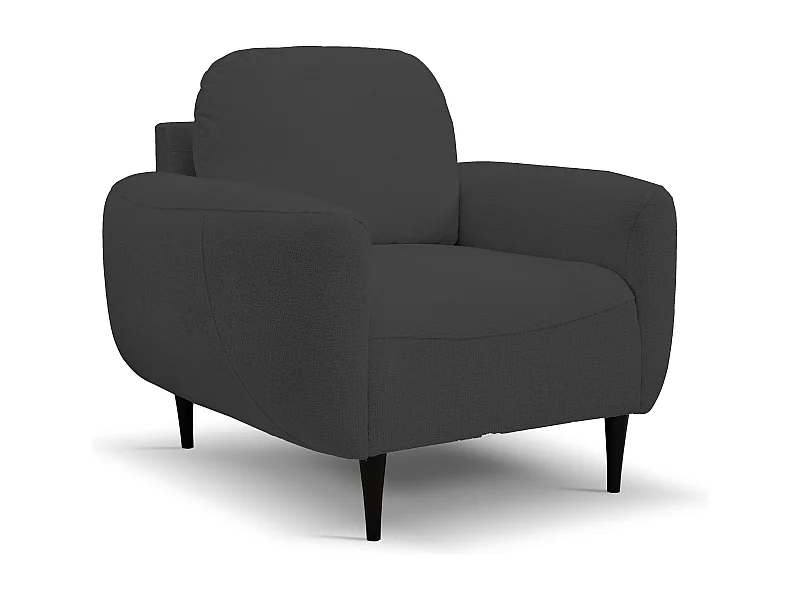 BOHO Sessel Moderner eleganter Polstersessel mit Holzfüßen, Rückenlehne und Armlehnen für Wohnzimmer und Büro, 90x91x102 cm GRAFIT