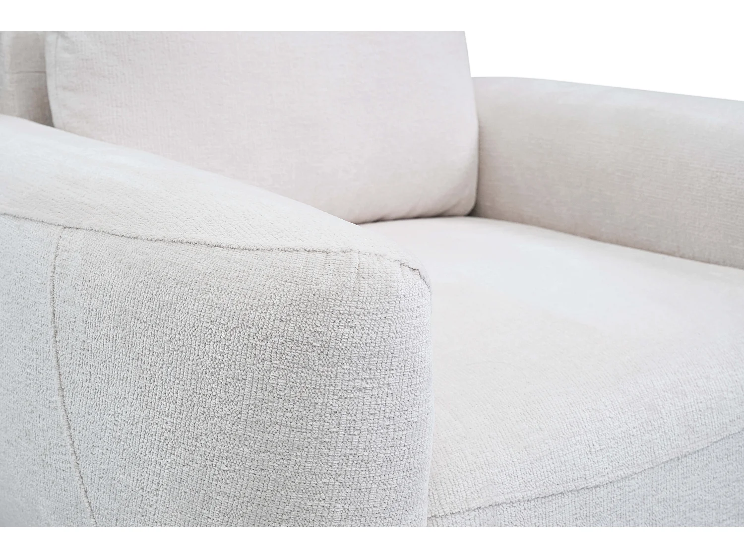 Fotel BOHO nowoczesny elegancki z drewnianymi nogami, z oparciem i podłokietnikami, do salonu i biura, rozmiar: 90x91x102cm KREMOWY