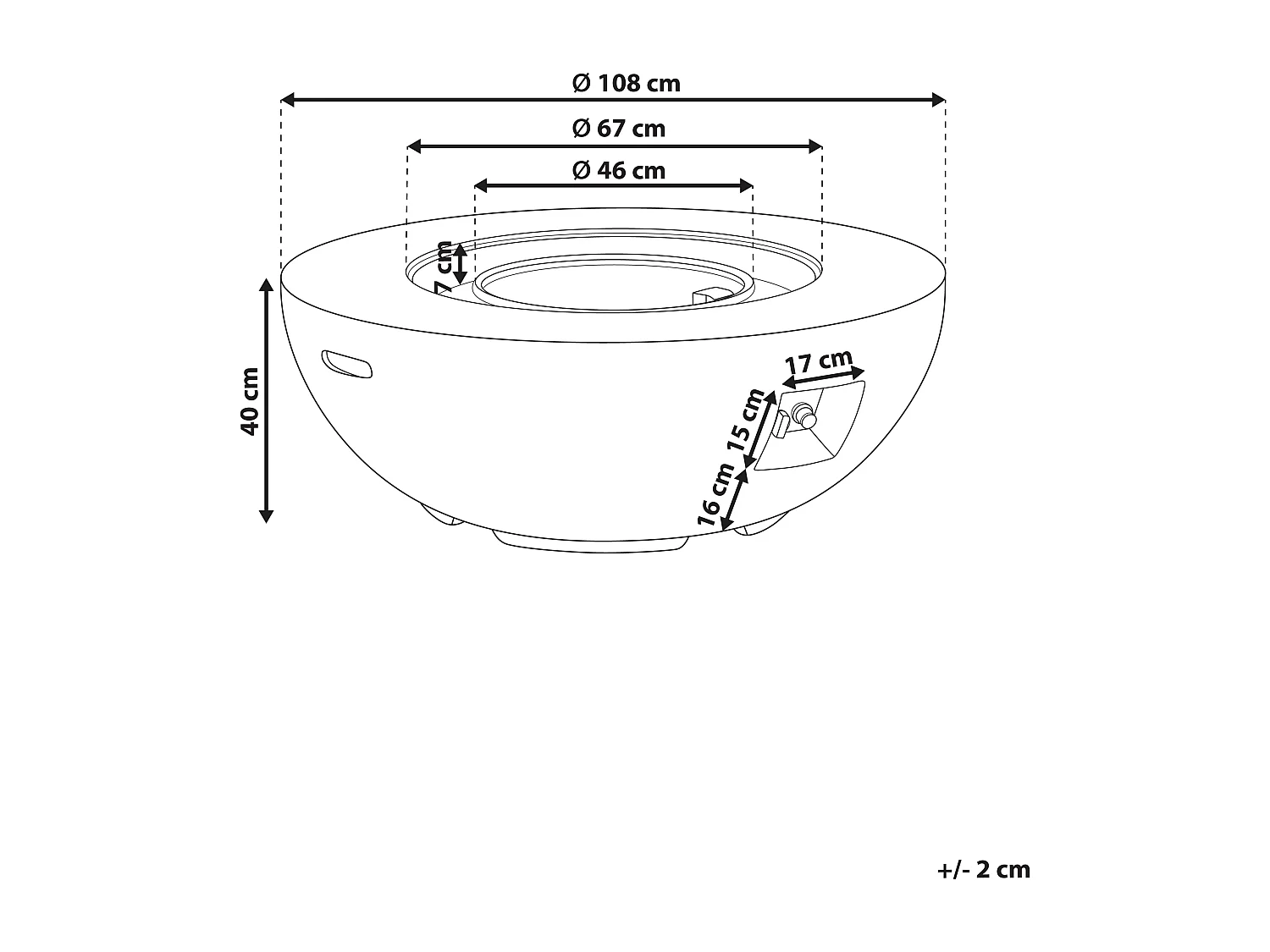 Foyer à gaz SURTSEY Béton Gris clair