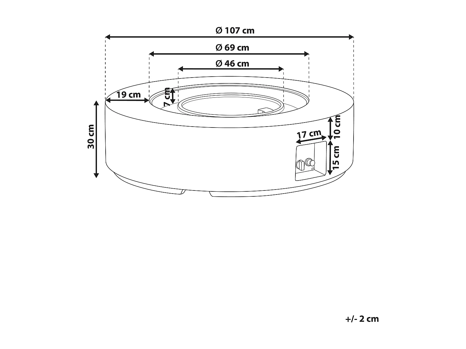 Foyer à gaz PACAYA Béton Gris clair