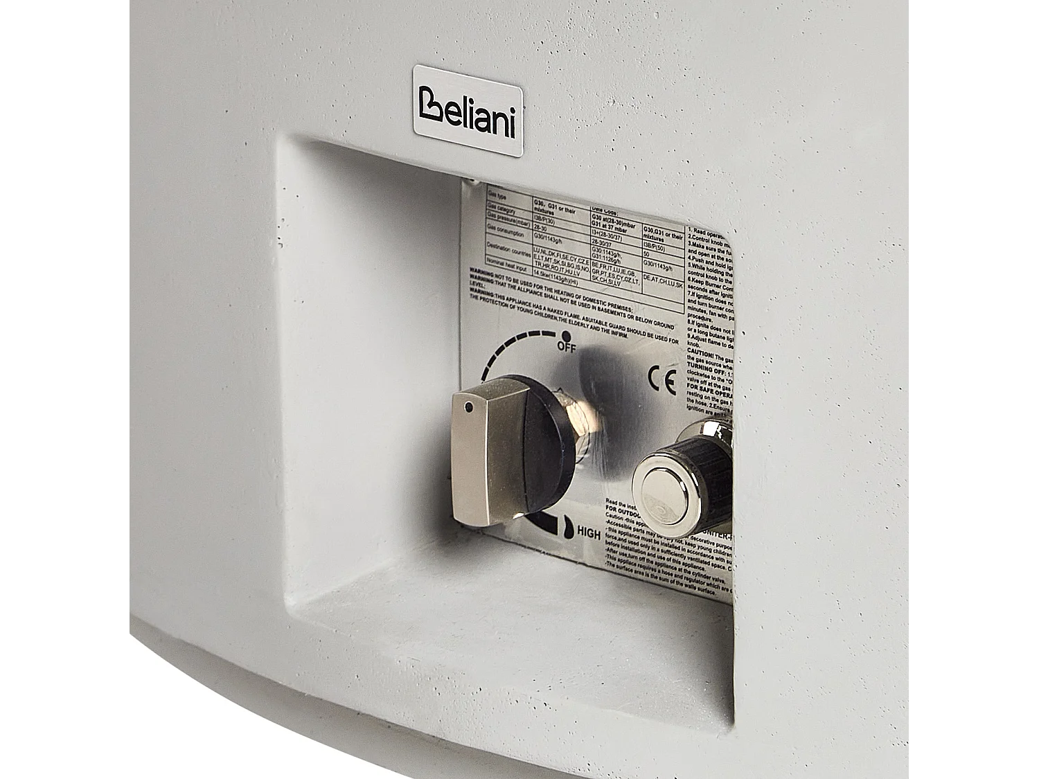 Foyer à gaz PACAYA Béton Gris clair