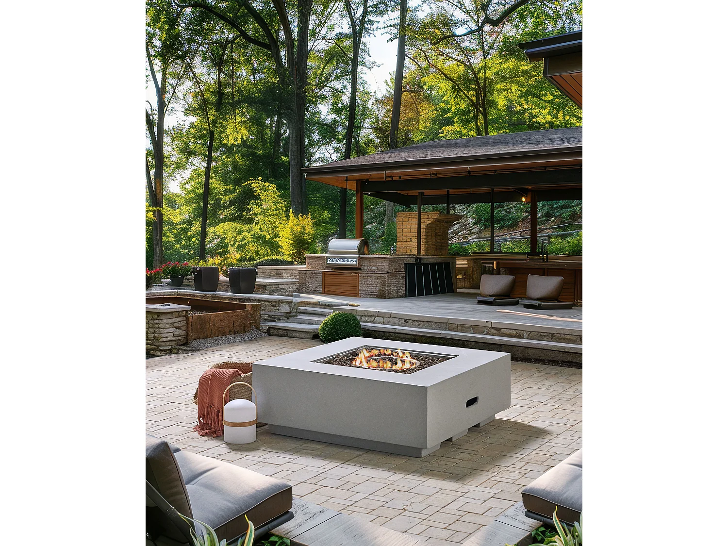 Foyer à gaz HEKLA Béton Gris clair