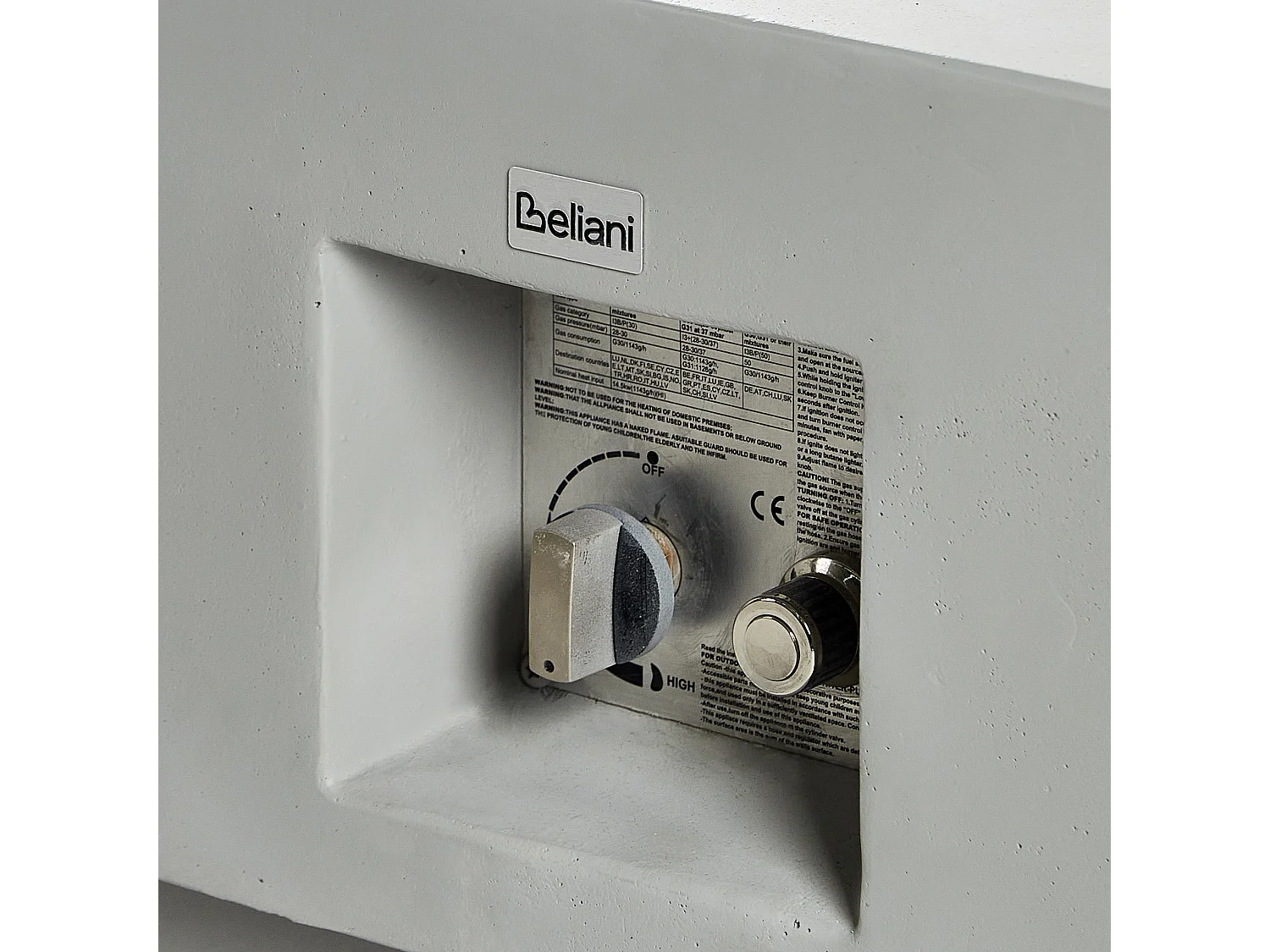 Foyer à gaz HEKLA Béton Gris clair