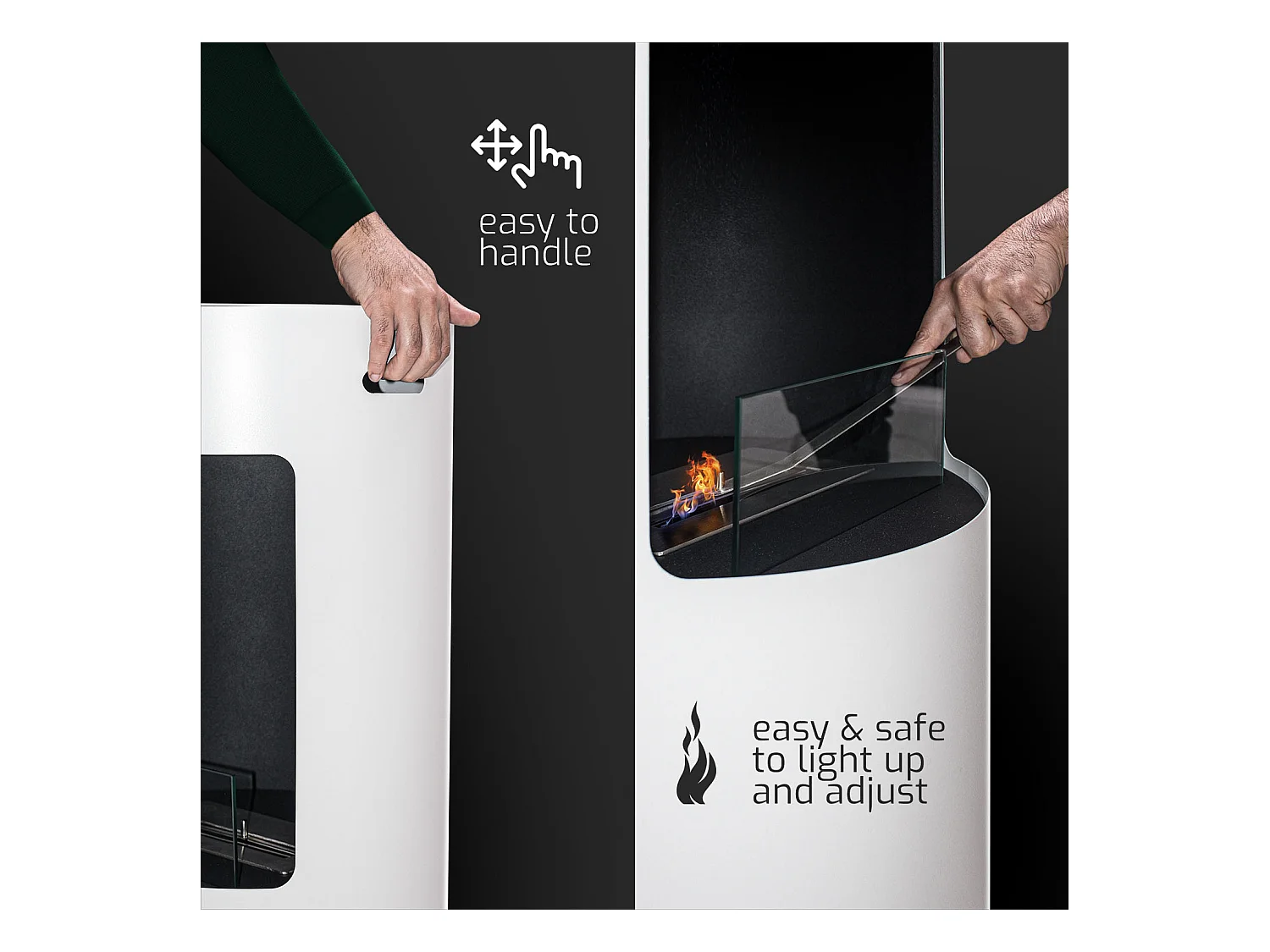 Giulio Cesare - Lareira a bioetanol de chão, dimensões ⌀40xH80 cm dove cinzento branco