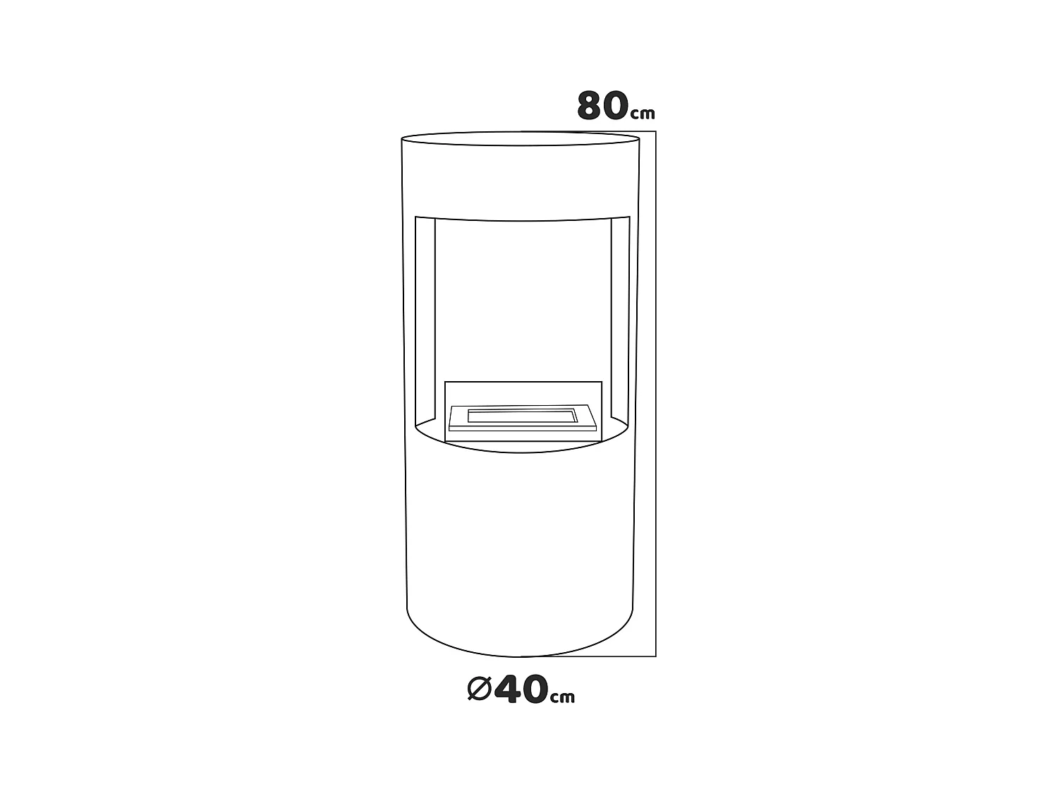Giulio Cesare - Lareira a bioetanol de chão, dimensões ⌀40xH80 cm dove cinzento branco