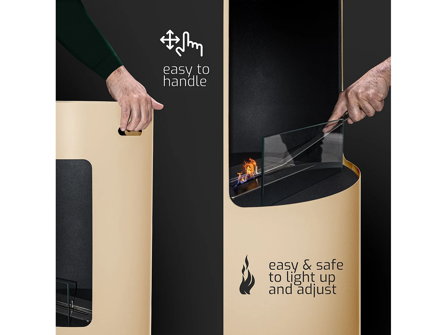 Giulio Cesare - Lareira a bioetanol de chão, dimensões ⌀40xH80 cm, cinzento pomba