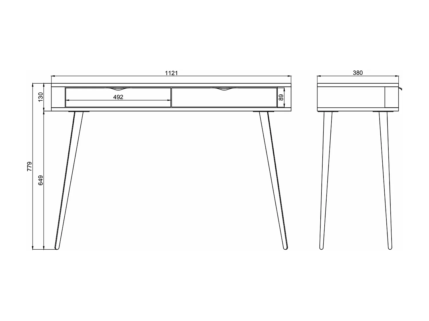 Toccatore con 2 cassetti - Bianco - 112 cm - OVAL