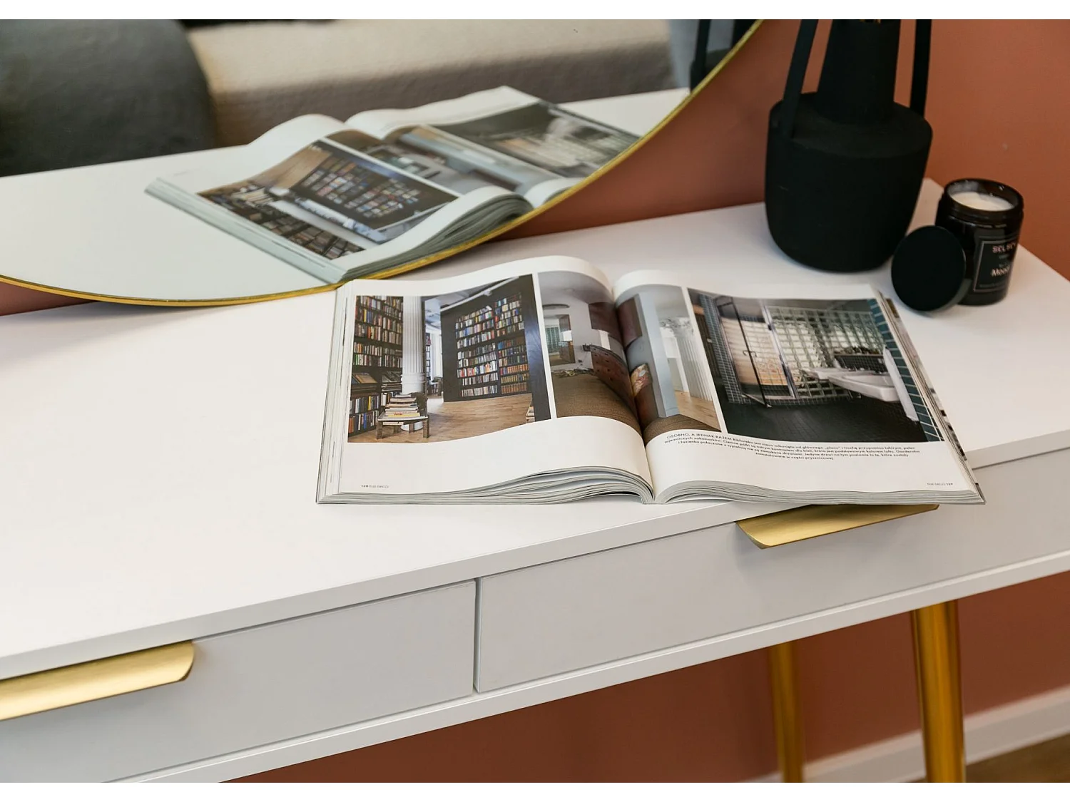 Toccatore con 2 cassetti - Bianco - 112 cm - OVAL