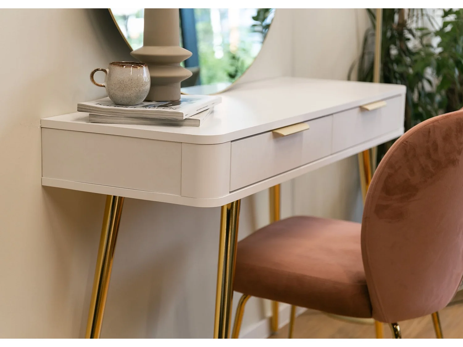 Consola con cajón - de pie - 112 cm - color blanco - OVAL