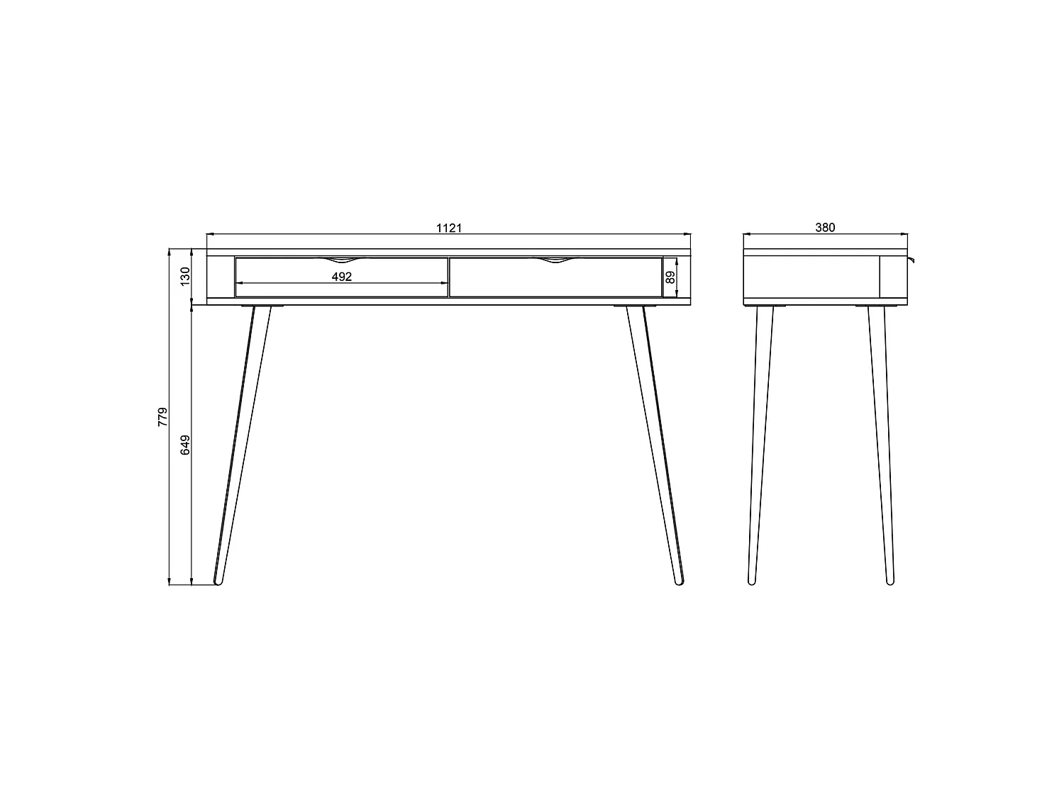 Consola con cajón - de pie - 112 cm - color blanco - OVAL