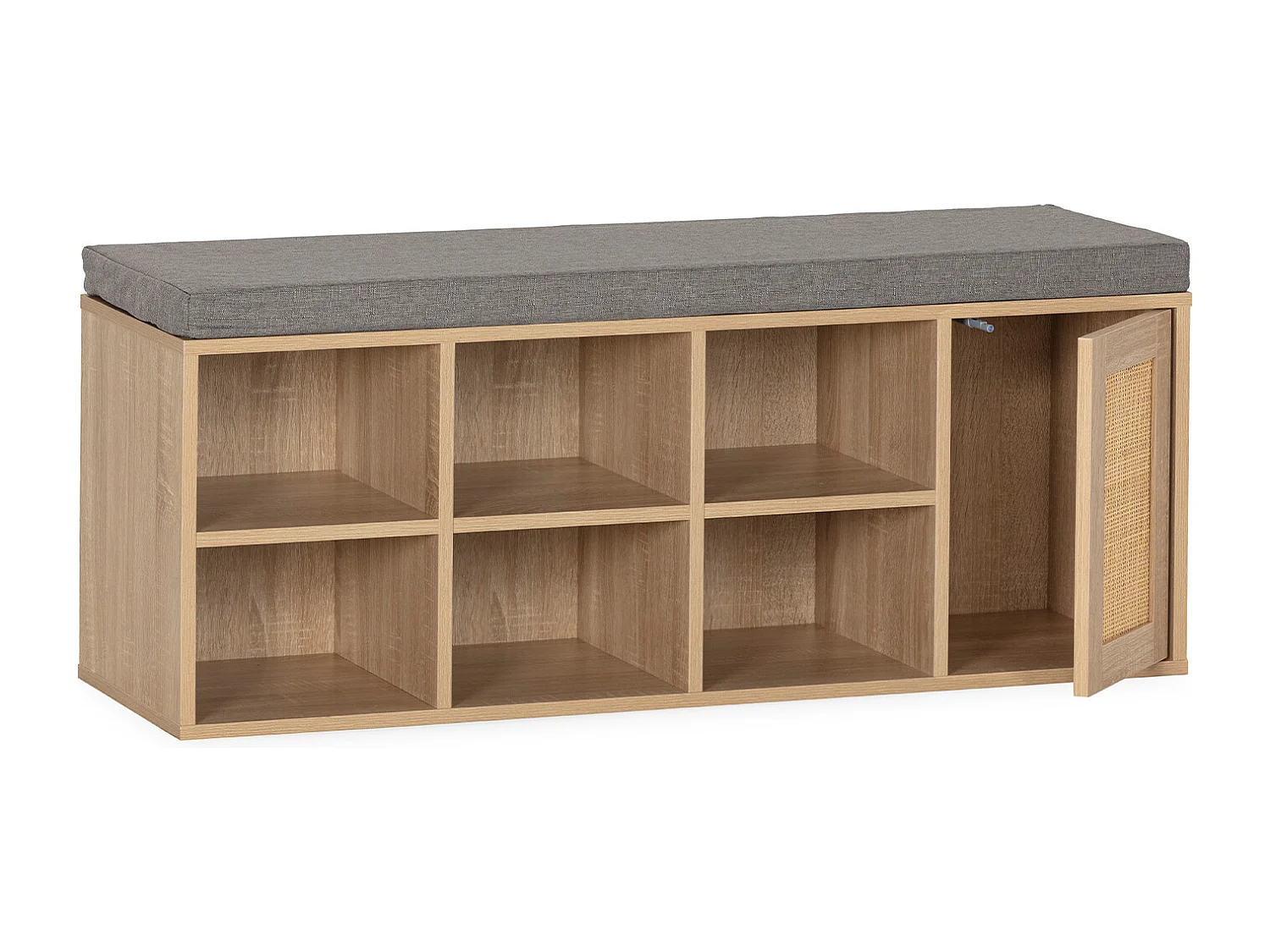 Banco zapatero Rafael Color Roble 6 Huecos y 1 Puerta