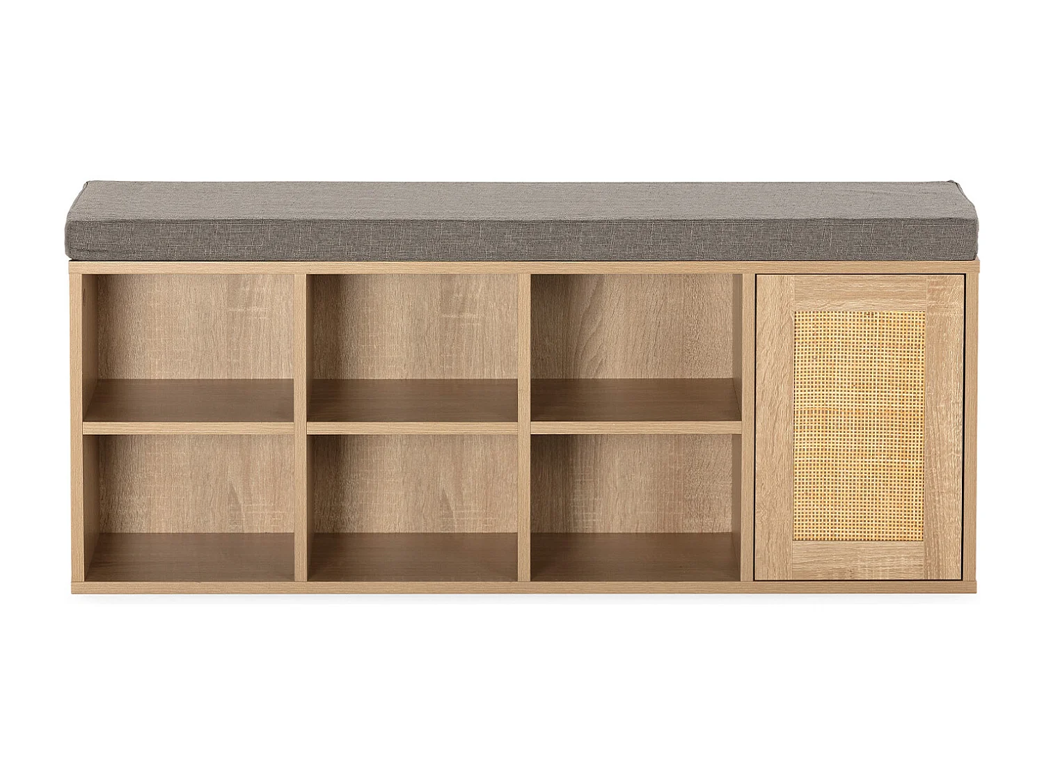 Banco zapatero Rafael Color Roble 6 Huecos y 1 Puerta