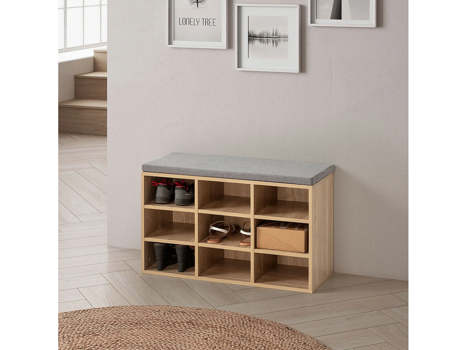 Banco zapatero Samuel Color Roble 9 Huecos